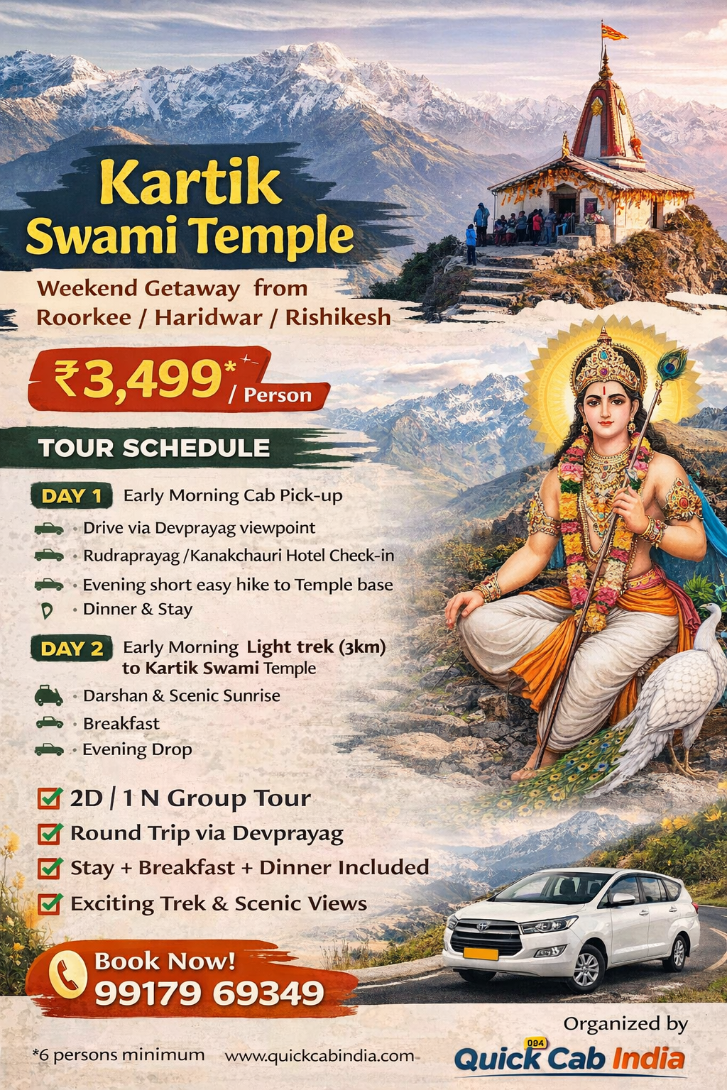 quick cab india taxi service in roorkee kartik swami temple uttrakhand